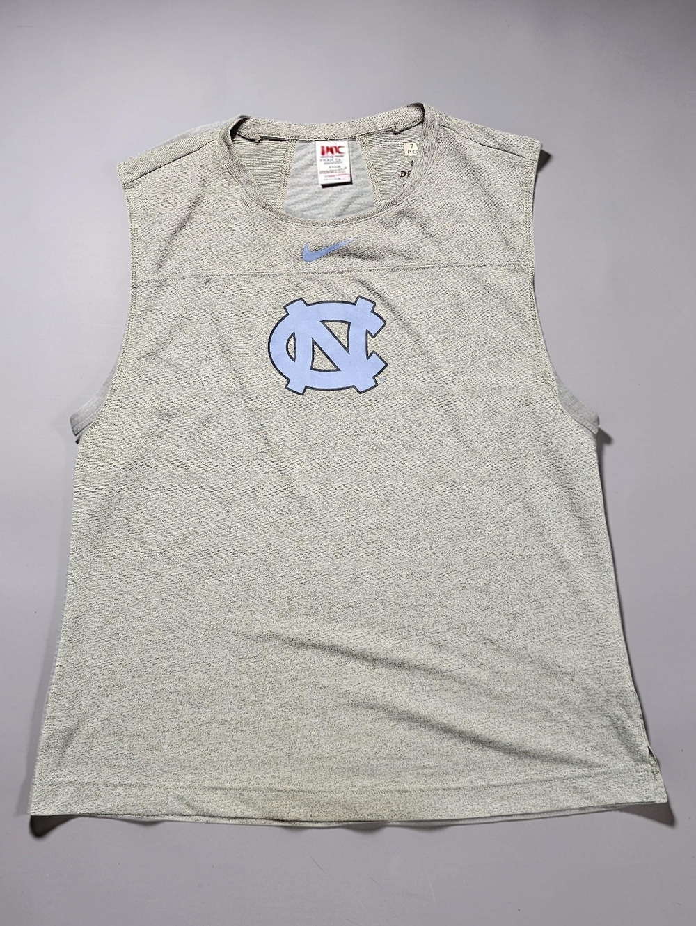 Nike Sleeveless Tank with Light Blue UNC Logo on Heather Gray. Size L. - Picture 1 of 5